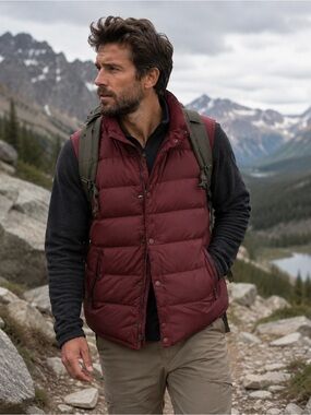 Men's Gap Quilted Down Vest - Burgundy